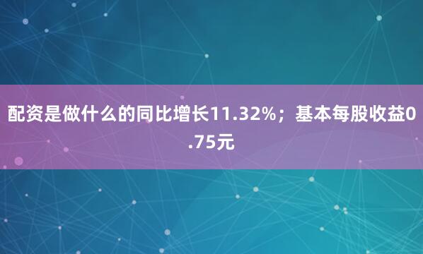 配资是做什么的同比增长11.32%；基本每股收益0.75元